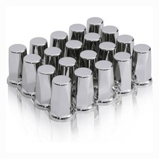 20/60 33mm 3-1/4'' H Chrome ABS Push-on Lug Nut Covers w/ Flange for Semi Truck picture