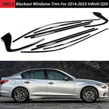 Chrome Delete Blackout Overlay Fit For 2014-2023 Infiniti Q50 Sedan Window Trim picture