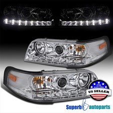 Fit 1998-2011 Ford Crown Victoria Projector Headlights Head Lamp LED Strip picture