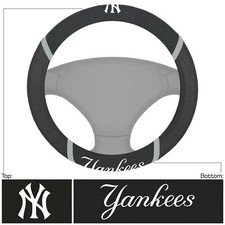 New MLB New York Yankees Car Truck Suv Van Black Mesh Steering Wheel Cover picture
