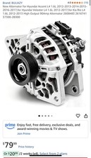 90A Alternator Hyundai Accent Veloster Kia Rio 1.6L 2012-17 37300-2B300 picture