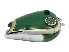 BSA B31 Green Painted & Polish Aluminum Petrol Fuel Tank + Speedo & Cap | Fit picture