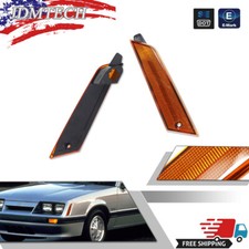 For 1979-1986 Ford Mustang Front Amber Marker Light Lens & Housing Assembly PAIR picture