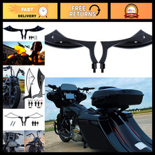 8mm 10mm Black Motorcycle Rearview Side Mirrors - Compatible with Harley Models picture