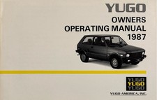 1987 YUGO GV/GVL OWNERS MANUAL in  EXCELLENT CONDITION with  picture