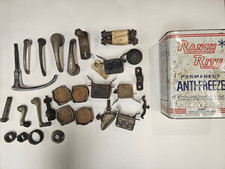 LOT OF VINTAGE USED CAR PARTS DOOR HANDLES AND MISC. picture