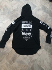 Ride Rich GP Scoop Pullover Motorcycle Hoodie Black White Bike Clothing picture