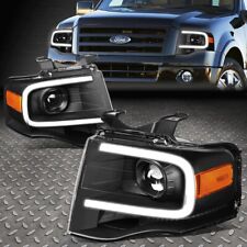 FOR 07-14 FORD EXPEDITION FRONT BUMPER LED DRL PROJECTOR HEADLIGHT BLACK/AMBER picture