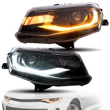 Pair VLAND LED Front Headlights For 2016-18 Chevrolet Camaro LS LT SS Sequential picture