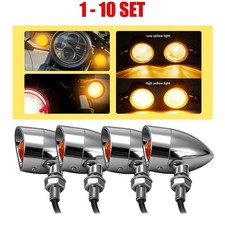 4-40 Chrome Bullet Turn Signal Indicator Amber Lamp Light 12V Blinker Motorcycle picture