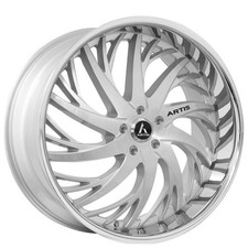 24x9/24x10 Artis Wheels Decatur Silver Brushed Face Chrome Lip Rims (4pcs) A1 picture