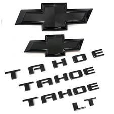 2021+ OEM Kit Grille & Rear Bowtie LT Emblem Badge 3D for Tahoe Gloss Black picture