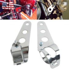 Chrome Headlight Mount Bracket  For Chopper Bobber Cafe Racer 28mm-34mm picture