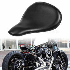 Black Solo Seat PU Leather Driver Saddle Cushion Fit for Harley Bobber Chopper picture