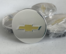 4 Chevy Silver Gold 66 mm Blazer Camaro Colorado Traverse Center Wheel Caps picture