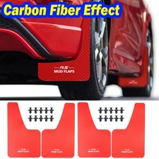 4x RED Universal Rally Carbon Fiber Mud Flaps Fender Car Mudguard Splash Guards  picture
