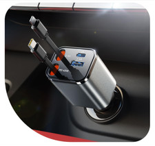 Cargador Auto Retráctil 84W USB-C Carga Rápida Adaptador Viaje para Teléfono picture