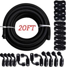 6AN 8AN 10AN 10FT 20FT CPE Braided Nylon Fuel Line Kit Hose end Fittings BLACK picture