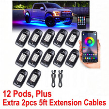 12x RGB LED Rock Pods Light Kit Underbody Glow Neon Bluetooth Lamp Music Control picture