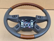 03-06 CADILLAC ESCALADE AVALANCHE OEM LEATHER WOOD STEERING WHEEL W/ SWITCHES picture