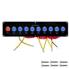 10 Way Marine Waterproof Push Button Switch Panel Stainless Steel Pre-Wired Fuse picture