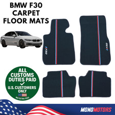 BLACK FLOOR MATS SET FOR BMW F30 3 SERIES M SPORT COLOR STITCHING picture