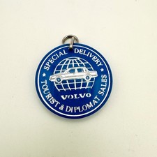 Vintage 90s VOLVO KEYCHAIN Special Delivery Tourist & Diplomat Sales Blue Silver picture