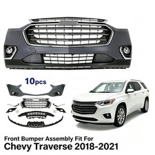 Front Bumper Cover Assembly Grille Kit For 2018-2021 Chevy Traverse w/ Fog Light picture