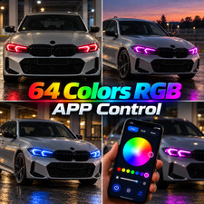 64-Color RGB Angel Eyes DRL Modules App Control For 2024+ BMW 3 Series G20 LCI picture