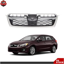 Front Upper Bumper Grille Fit For 2012-2014 Subaru Impreza Black W/Chrome Trim picture