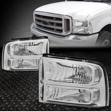 FOR 05-07 FORD F250 F350 SUPER DUTY CHROME HOUSING CLEAR CORNER HEADLIGHT LAMPS picture