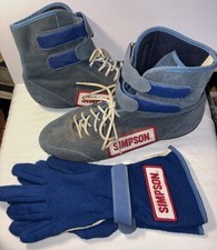 Vintage Simpson Racing Shoes Size 9, & Gloves Size M Blue Used picture