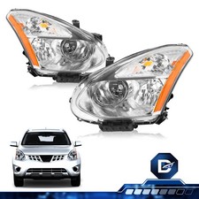 For 2008-2013 Nissan Rogue Chrome Halogen Headlights Replacement Headlamps Pair  picture