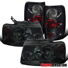 Fit 2004-2008 Ford F150 Styleside Smoke Headlights+Rear Tail Lamps Left+Right picture