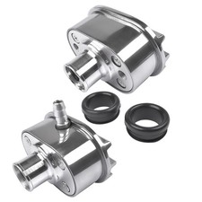 Aluminum Polished Finned Oval Air PCV Breather Combo Valve Cover Kit Nostalgia picture