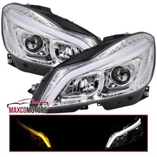 Fits 2012-2014 Mercedes-Benz W204 C250 C350 LED Projector Headlights Switchback picture