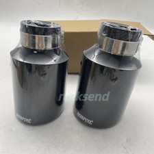 2PCS Glossy Carbon Exhaust Tip 2.5″Out 4″ In 5.25″ L Universal Oval Tailpipe picture