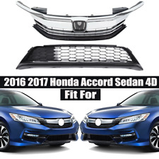FITS 2016 2017 Honda Accord Sedan 4D Front Bumper Upper & Lower Grille Grill Kit picture