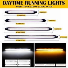 2PCS LED DRL Strip Car Daytime Running Light Sequential Turn Signal White/Amber picture