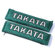 X2 JDM Embroidery Green Cotton Seat Belt Cover Shoulder Harness Pads Racing logo picture