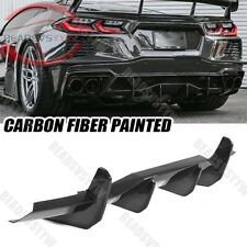 For 20-23 Chevy Corvette C8 Stingray Add-On Rear Bumper Diffuser Carbon Look picture