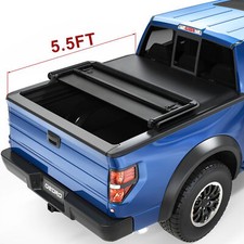 5.5FT 3-Fold Tonneau Cover For 2009-2014 Ford F150 F-150 Truck Bed Cover w/ Lamp picture
