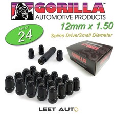 (24) Gorilla Small Diameter Lug Nuts, Black, 12mm x 1.50, 12x1.5, K6CS-12150BGR picture