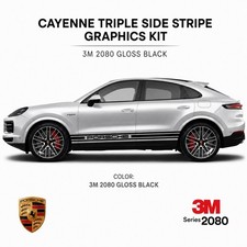 Custom Triple Stripe Side Decal Set For 2011–2026 Porsche Cayenne. Gloss black picture