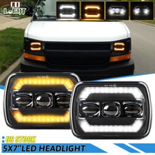 Pair 7x6'' 5x7 LED Headlights w/ Amber DRL for Chevy Express 1500 2500 3500 Van picture