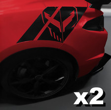 x2 2020-2026 C8 Corvette Graphics Sides Rear Fender Decals Jake Logo MATTE BLACK picture
