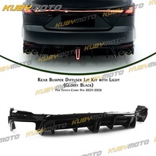 For 2025-26 Toyota Camry SE XSE Gloss Black LED Rear Bumper Diffuser Lip Kit picture