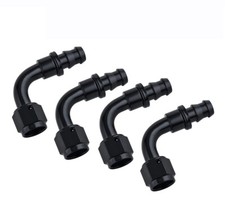 4pcs 4AN 6AN 8AN 10AN 12AN 90 Degree Push Lock Fuel Hose End Fitting Adaptor picture