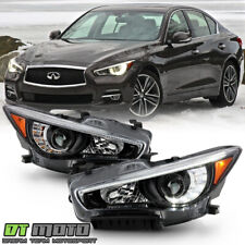 JDM BLACK For 2014-2022 INFINITI Q50 w/o AFS LED Projector Headlights Left+Right picture