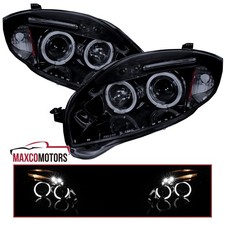 Black Smoke Projector Headlights Fits 2006-2012 Mitsubishi Eclipse LED Halo L+R picture